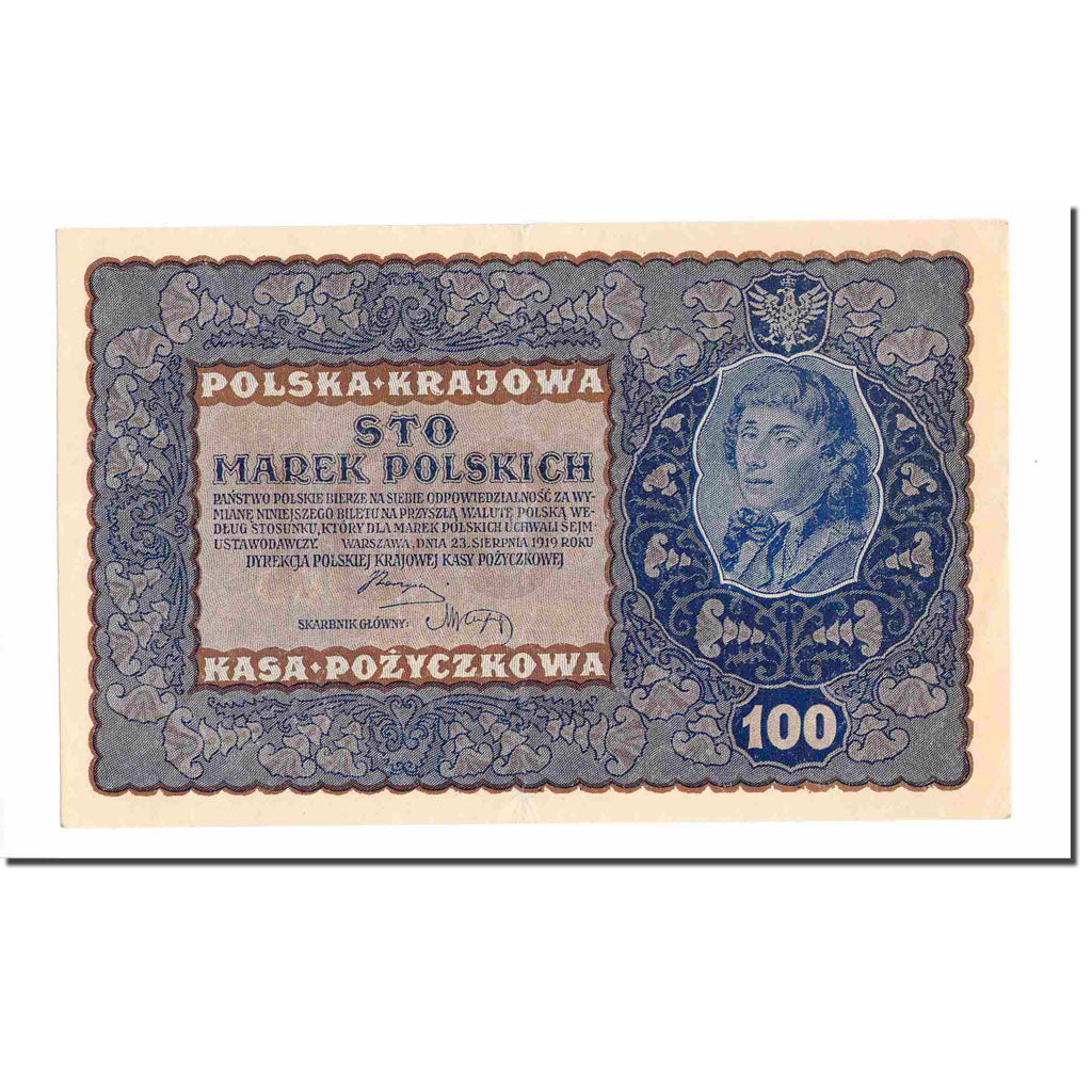 Banknote, Poland, 100 Marek, 1919, 1919-08-23, KM:27, EF(40-45)