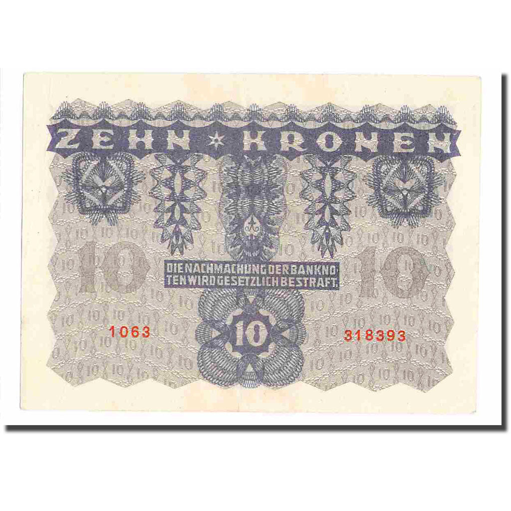 Banknote, Austria, 10 Kronen, 1922, 1922-01-02, KM:75, UNC(60-62)