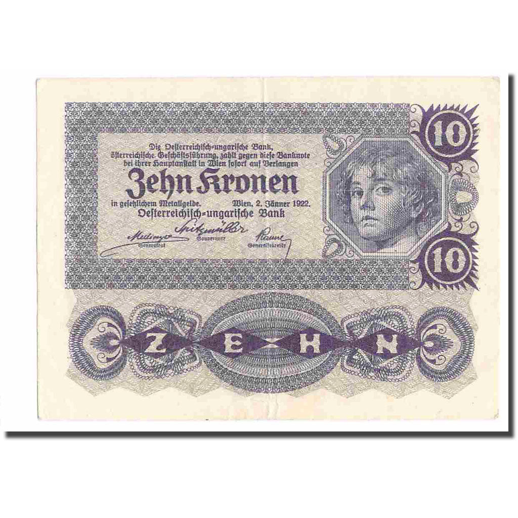 Banknote, Austria, 10 Kronen, 1922, 1922-01-02, KM:75, AU(55-58)