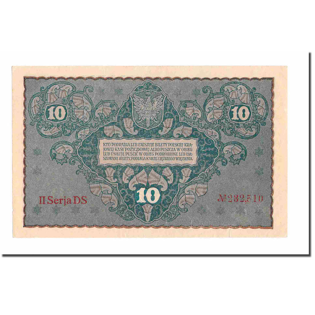 Banknote, Poland, 10 Marek, 1919, 1919-08-23, KM:25, AU(55-58)
