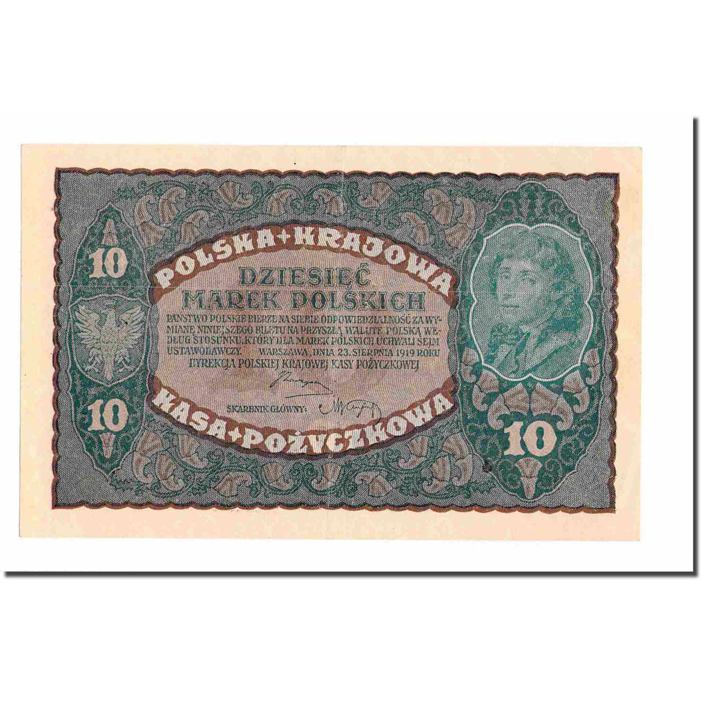 Banknote, Poland, 10 Marek, 1919, 1919-08-23, KM:25, EF(40-45)