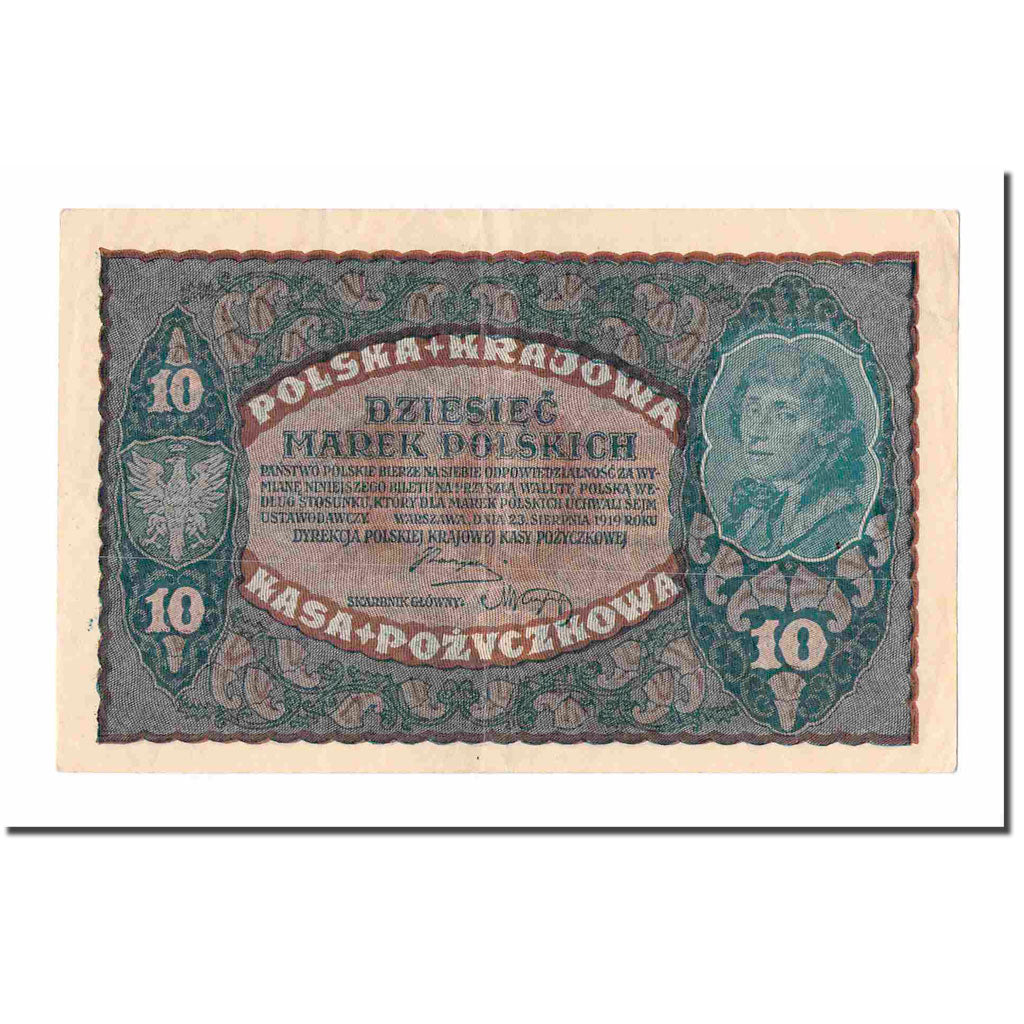 Banknote, Poland, 10 Marek, 1919, 1919-08-23, KM:25, EF(40-45)