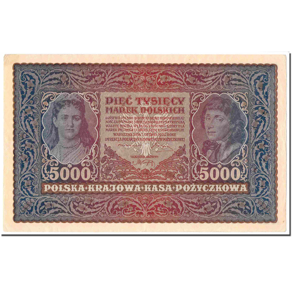 Banknote, Poland, 5000 Marek, 1920, 1920-02-07, KM:31, AU(55-58)