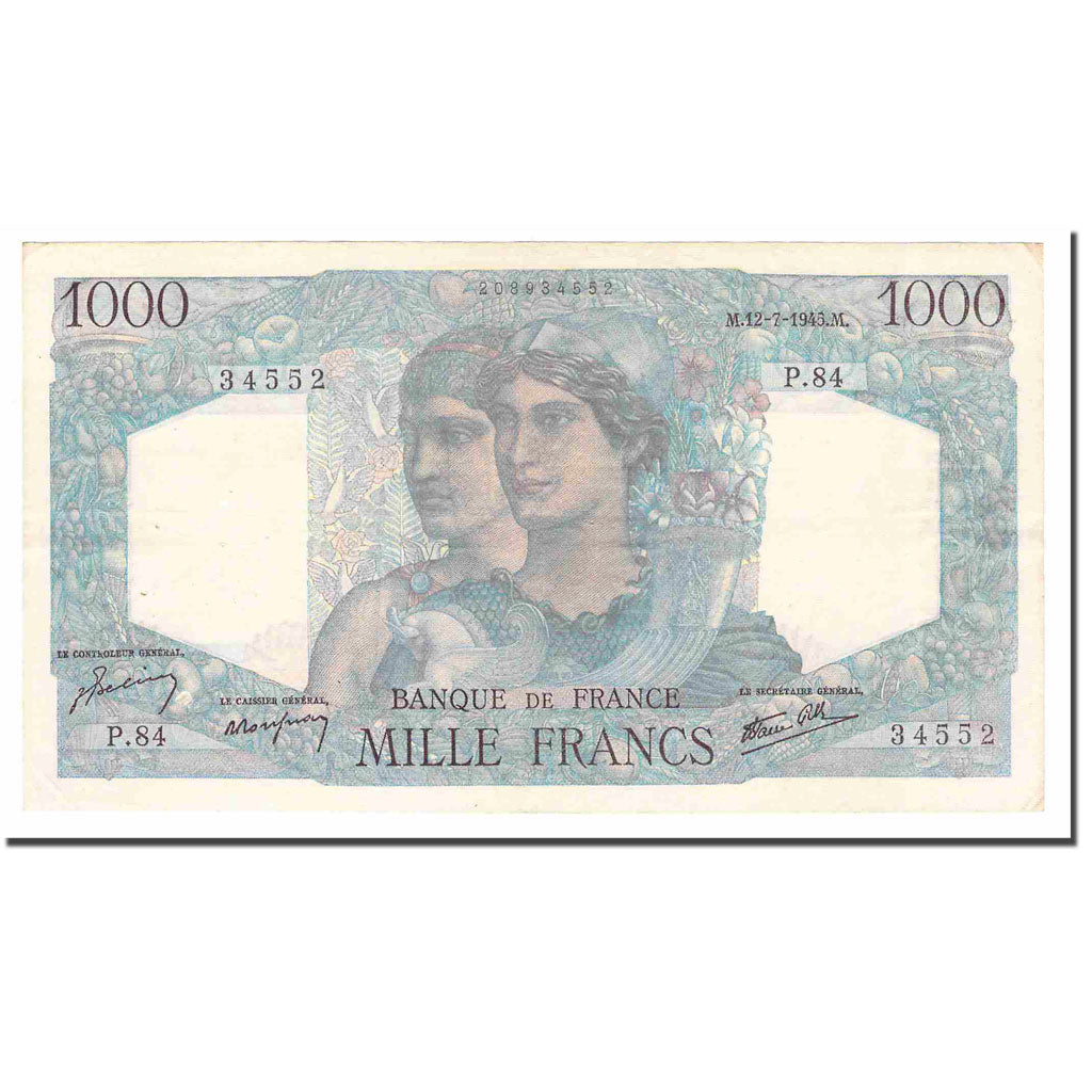 France, 1000 Francs, Minerve et Hercule, 1945, 1945-07-12, TTB, Fayette:41.6