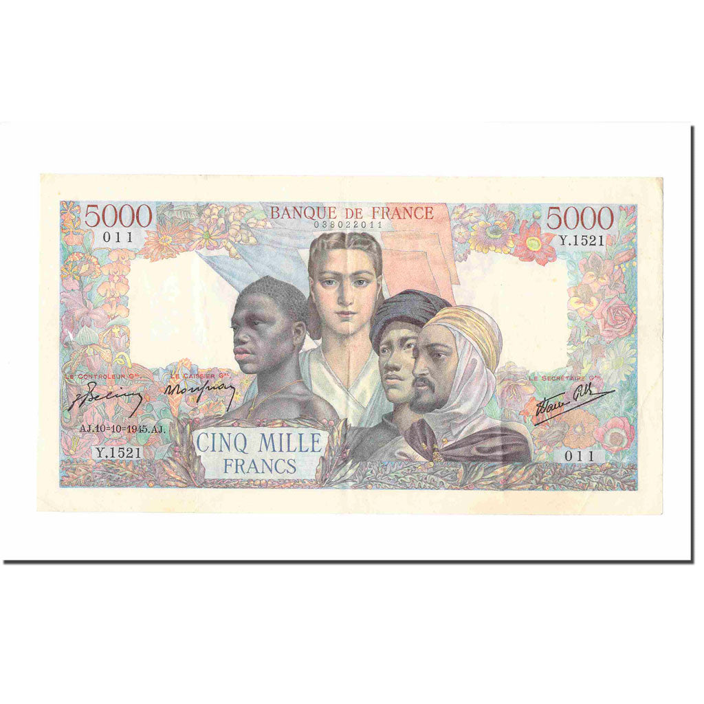 France, 5000 Francs, Empire Français, 1945, 1945-10-10, EF(40-45), KM:103c
