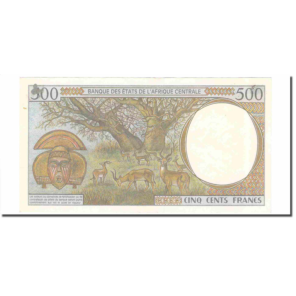 Banknote, Central African States, 500 Francs, 2002, KM:201Eh, AU(55-58)