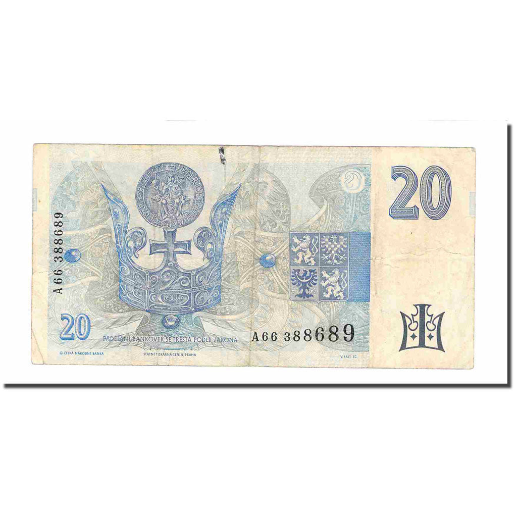 Banknote, Czech Republic, 20 Korun, 1994, KM:10a, F(12-15)