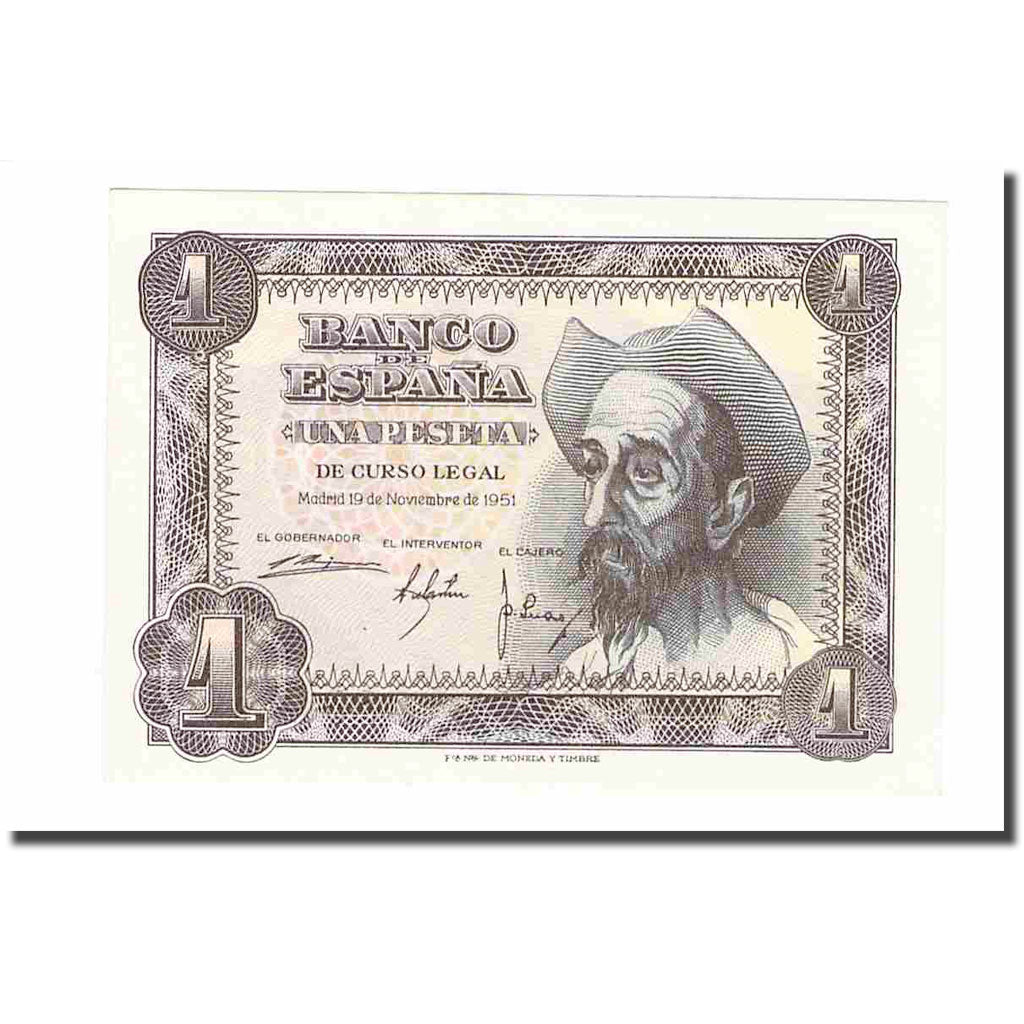 Banknote, Spain, 1 Peseta, 1951, 1951-11-19, KM:139a, UNC(60-62)