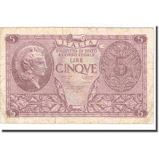 Banknote, Italy, 5 Lire, 1944, 1944-11-23, KM:31c, VF(20-25)