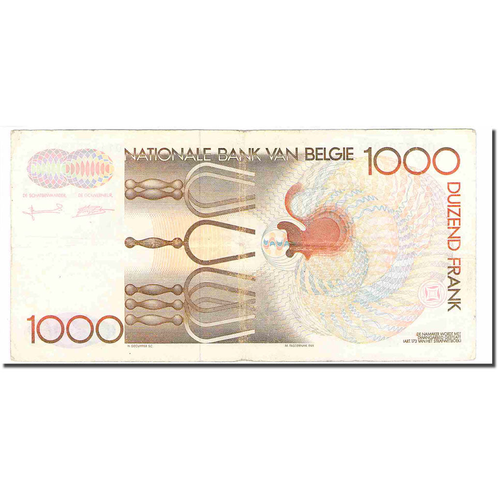 Banknote, Belgium, 1000 Francs, Undated (1980-96), KM:144a, EF(40-45)
