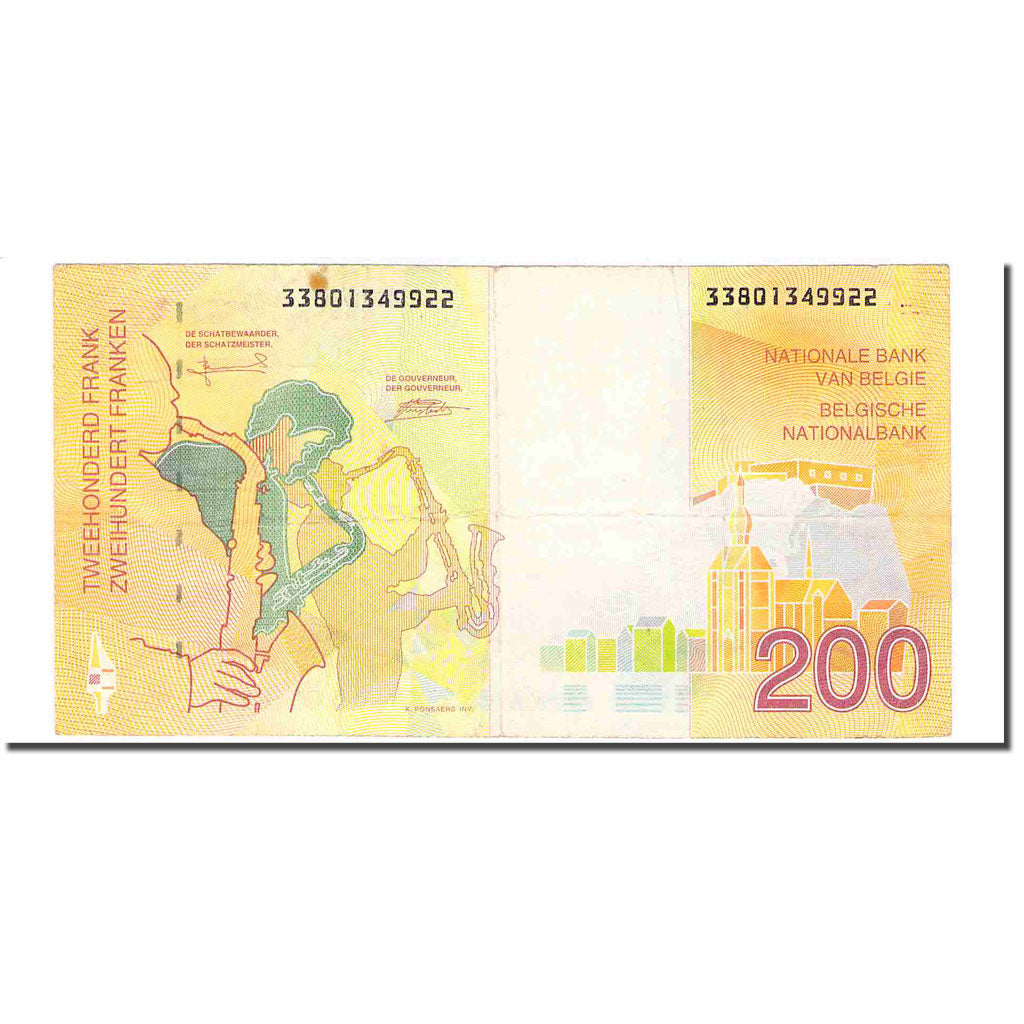 Banknote, Belgium, 200 Francs, 1995, Undated 1995, KM:148, EF(40-45)