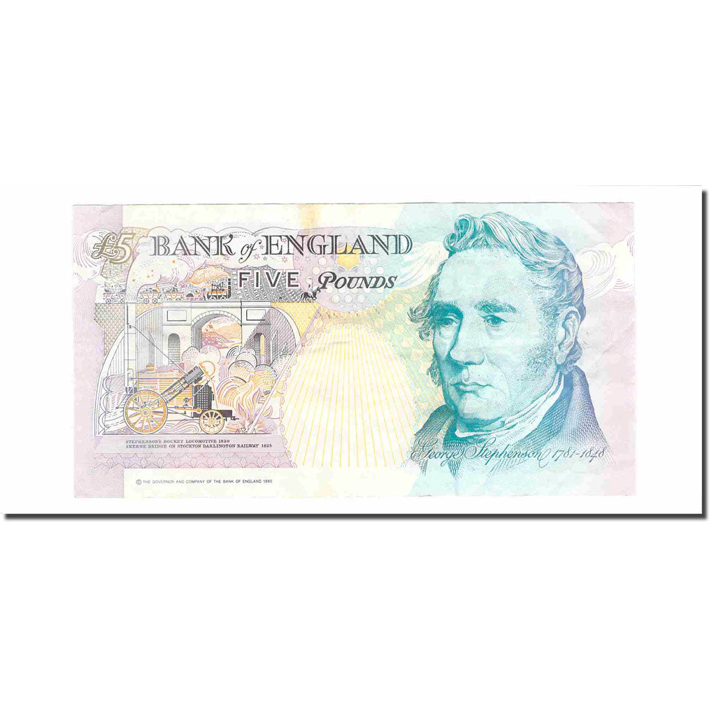 Banknote, Great Britain, 5 Pounds, 1990, KM:382a, AU(55-58)