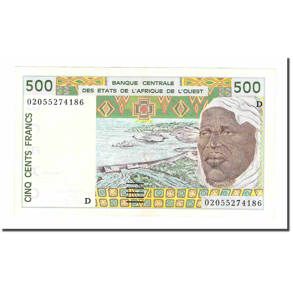 Banknote, West African States, 500 Francs, 1993, KM:410Dd, AU(55-58)