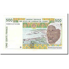 Banknote, West African States, 500 Francs, 1993, KM:410Dd, AU(55-58)