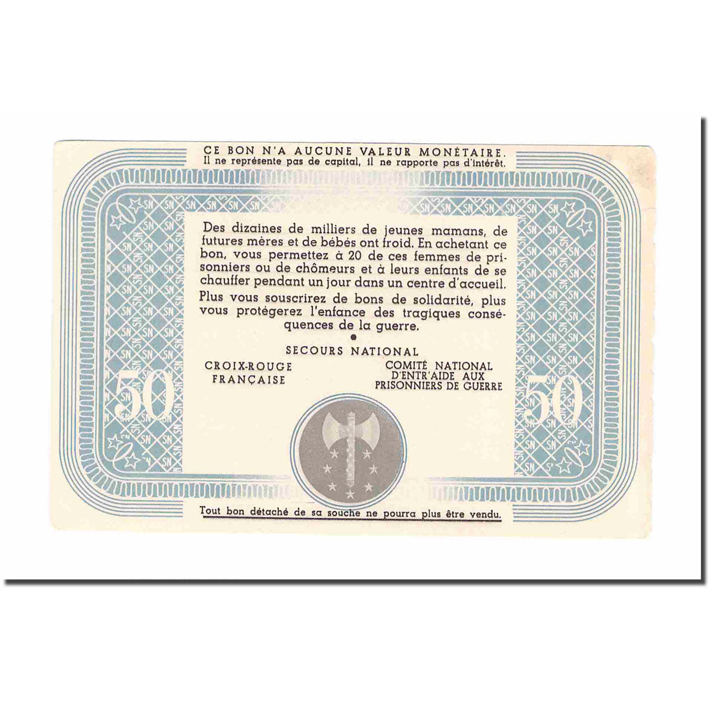 França, Bon de Solidarité, 50 Francs, Bon de solidarité, AU(50-53)