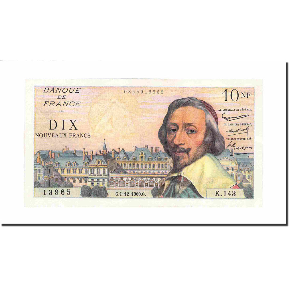 França, 10 Nouveaux Francs, Richelieu, 1960, 1960-12-01, AU(55-58)
