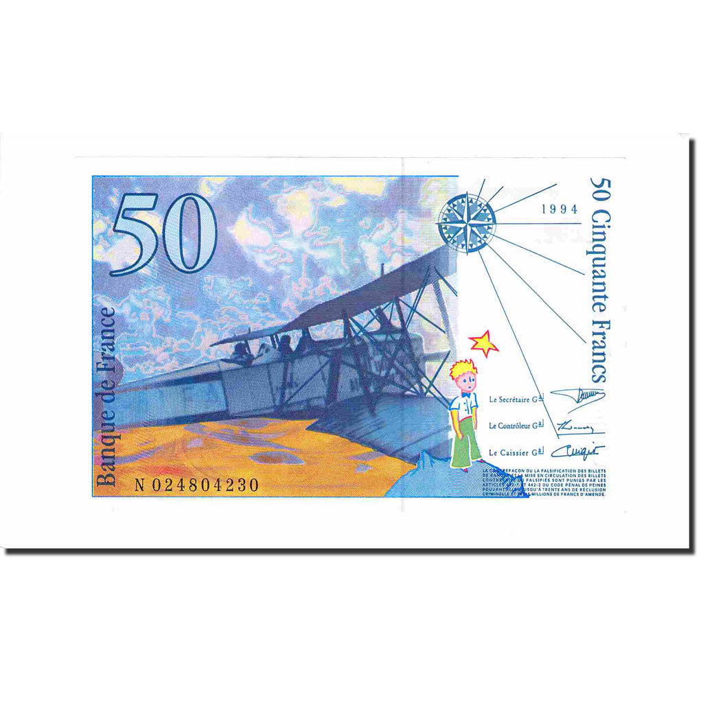 France, 50 Francs, St Exupéry, 1994, UNC(63), Fayette:73.1d, KM:157Aa