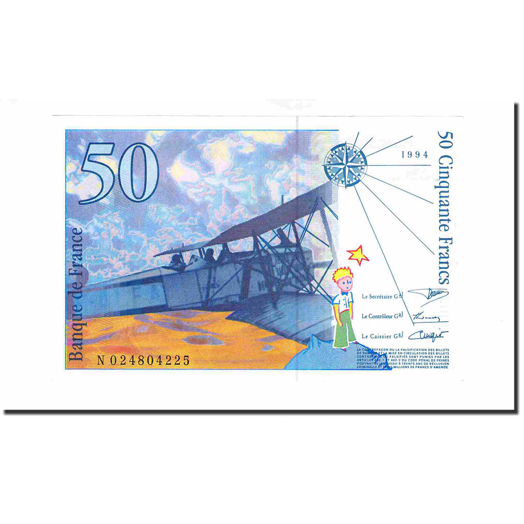 France, 50 Francs, St Exupéry, 1994, UNC(63), Fayette:73.1d, KM:157Aa