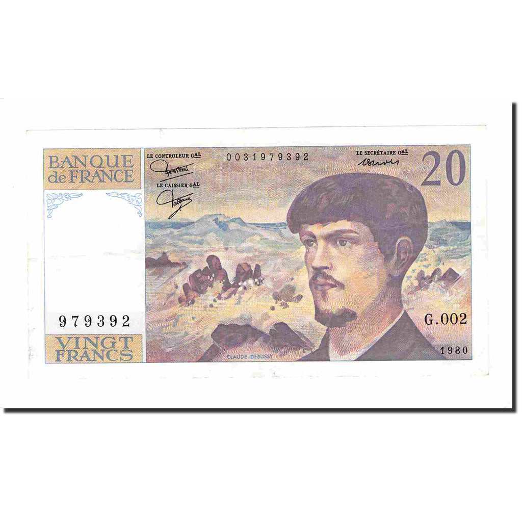 Francia, 20 Francs, Debussy, 1980, EBC, Fayette:66.1, KM:151a