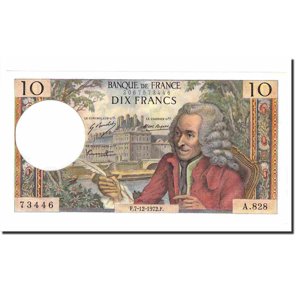 Francia, 10 Francs, Voltaire, 1972, 1972-12-07, SPL, Fayette:62.59, KM:147d