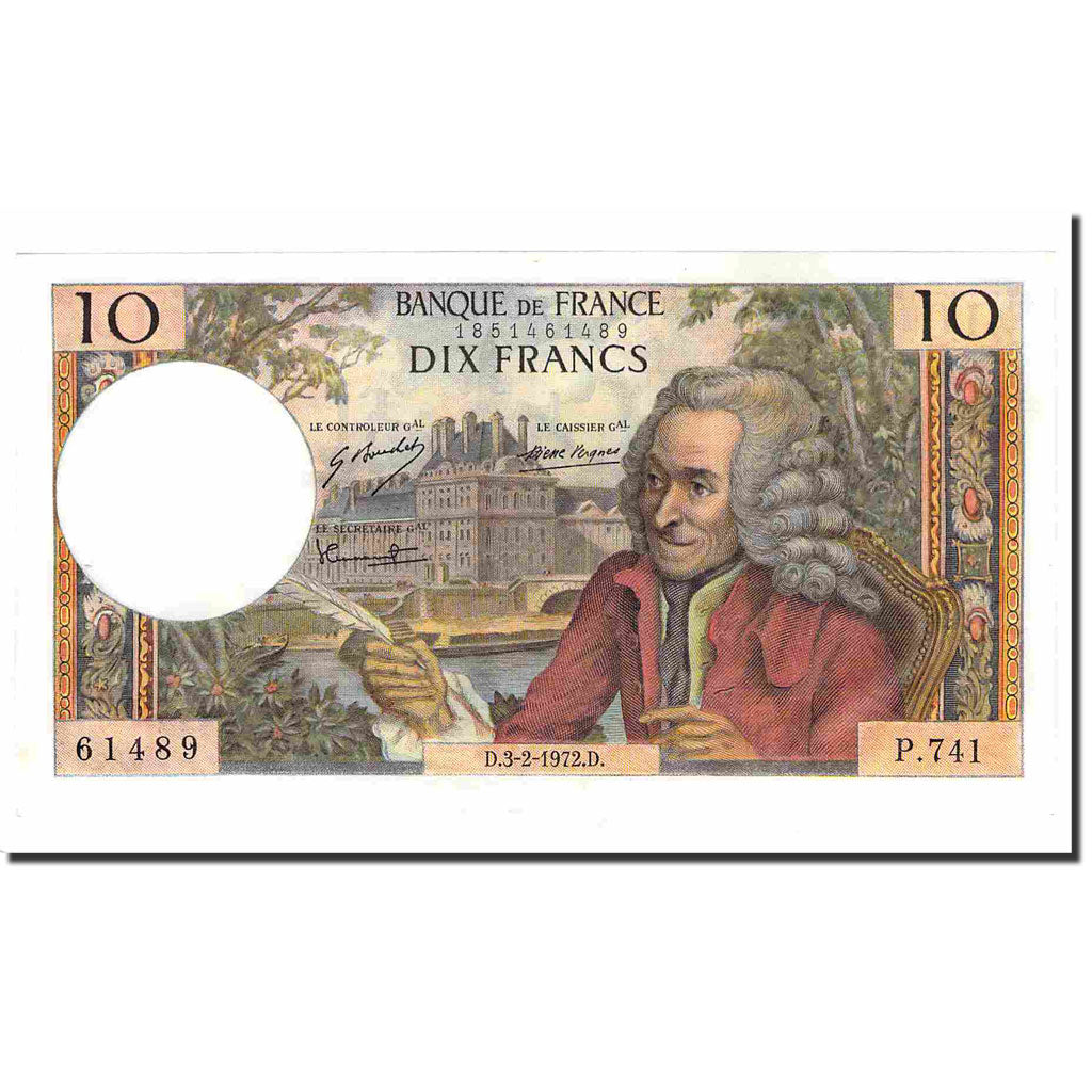 Frankreich, 10 Francs, Voltaire, 1972, 1972-03-02, VZ+, Fayette:62.54, KM:147d