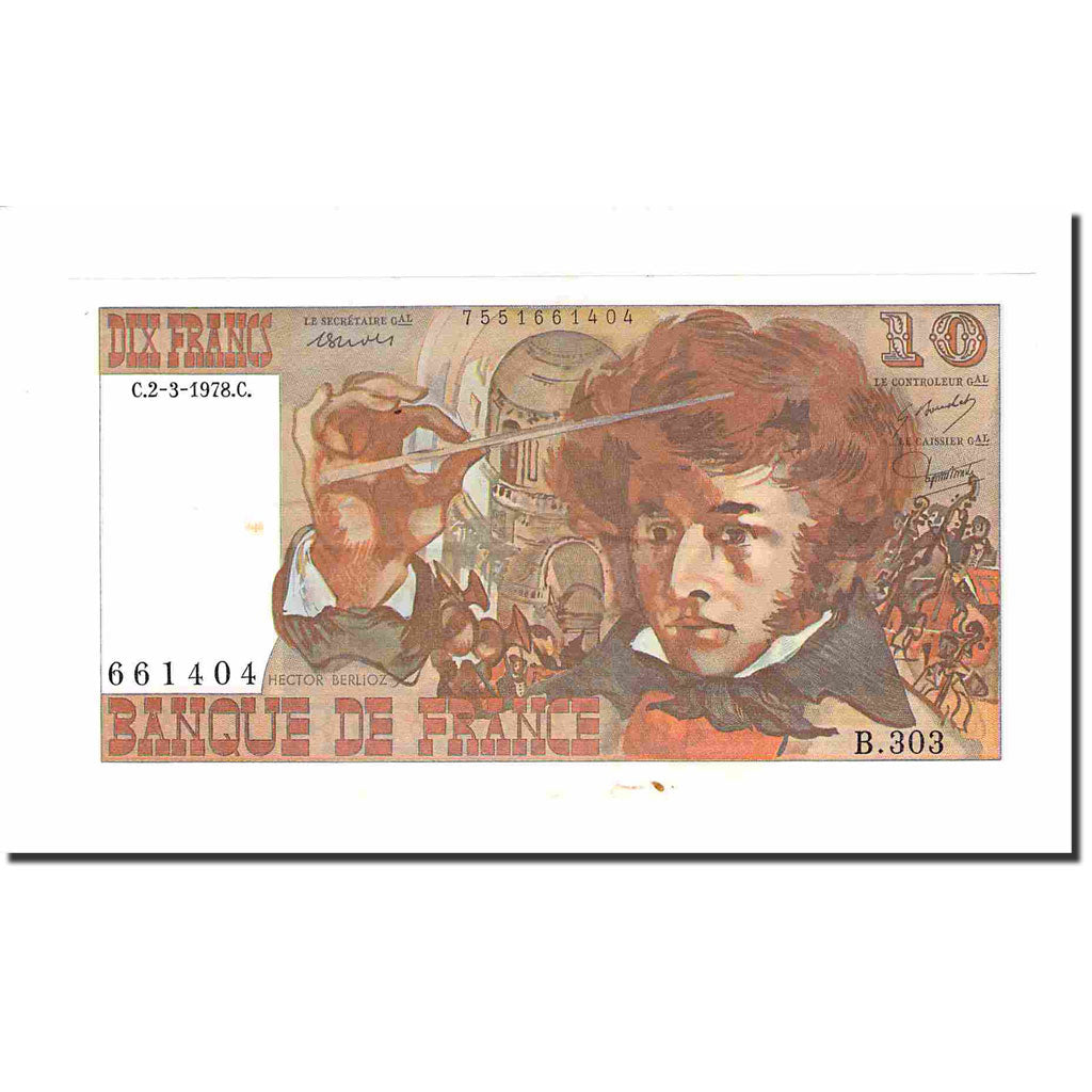 França, 10 Francs, Berlioz, 1978, 1978-03-02, UNC(60-62), Fayette:63.23