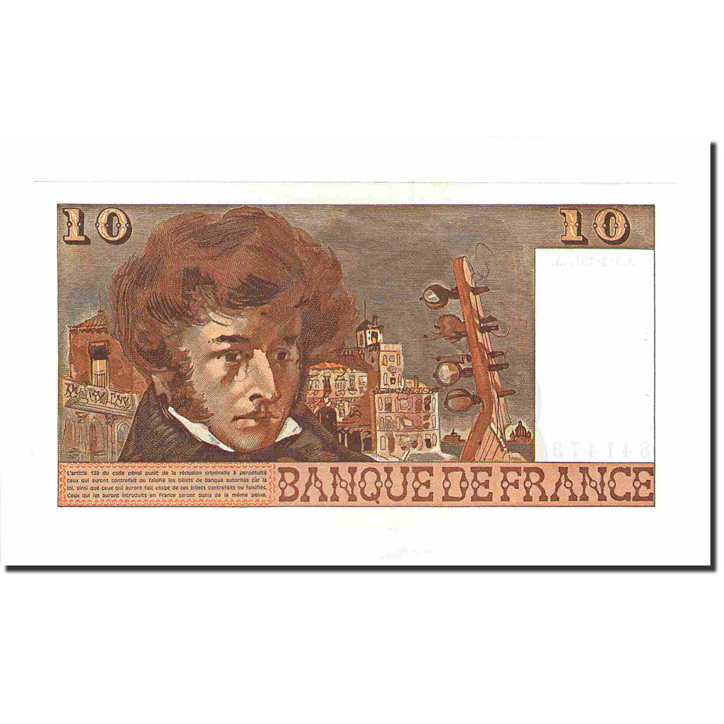 França, 10 Francs, Berlioz, 1977, 1977-03-03, UNC(60-62), Fayette:63.21