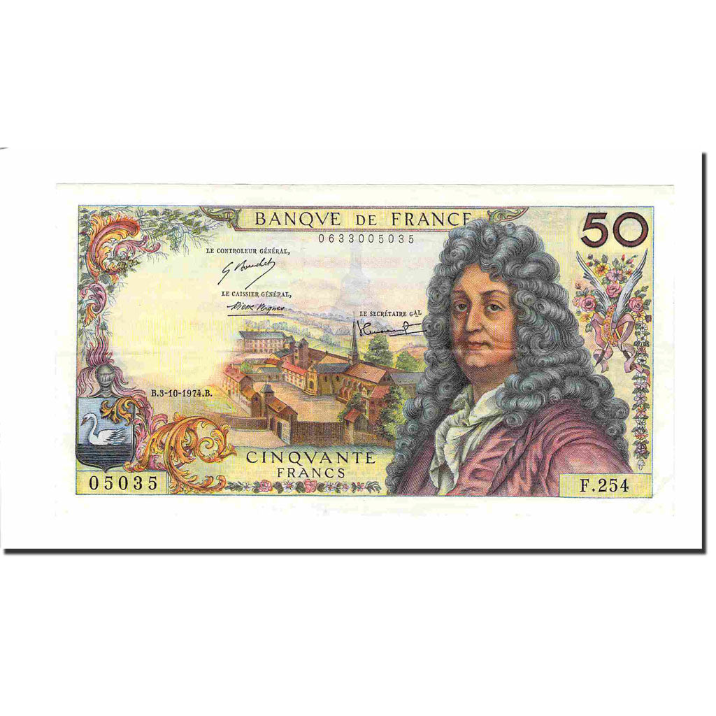 France, 50 Francs, Racine, 1974, 1974-10-03, SUP, Fayette:64.28, KM:148d