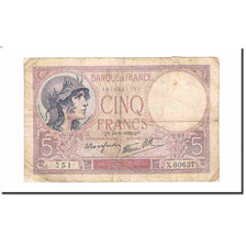 Francja, 5 Francs, Violet, 1939, 1939-08-10, VG(8-10), Fayette:04.05, KM:83