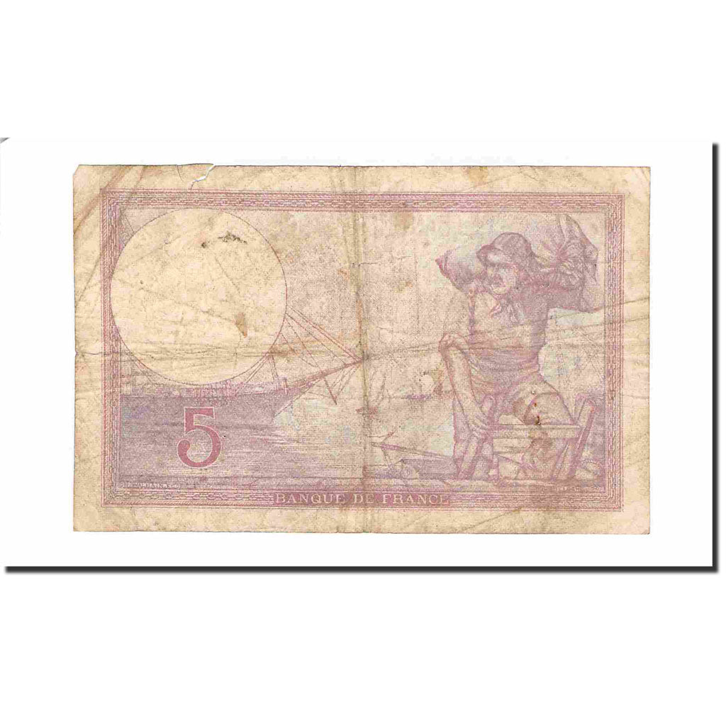 Francja, 5 Francs, Violet, 1939, 1939-08-10, VG(8-10), Fayette:04.05, KM:83