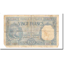 França, 20 Francs, Bleu, 1918, 1918-10-28, VG(8-10), Fayette:11.3, KM:74