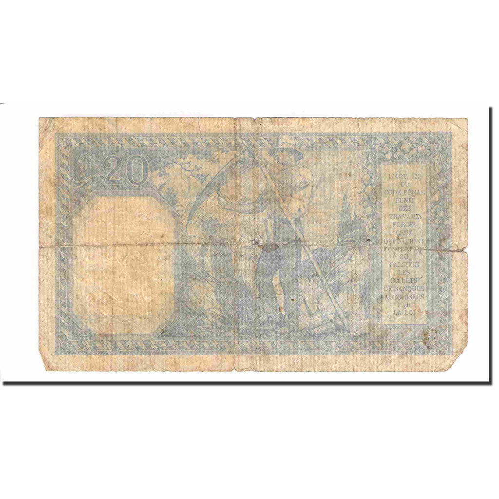 France, 20 Francs, Bleu, 1918, 1918-10-28, B, Fayette:11.3, KM:74