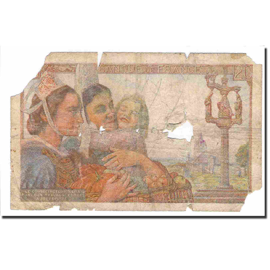 Frankreich, 20 Francs, Pêcheur, 1943, 1943-01-28, GE, Fayette:13.5, KM:100a