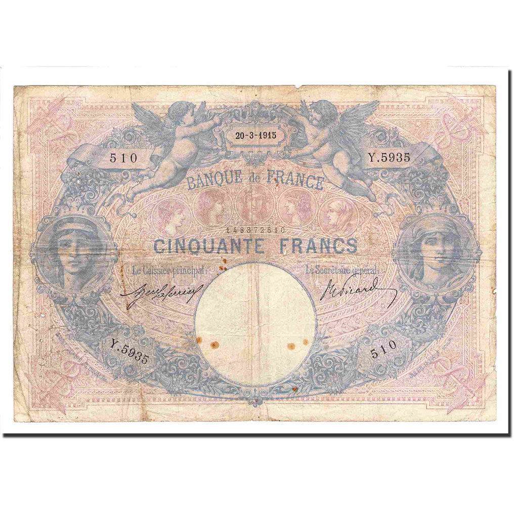 Francja, 50 Francs, Bleu et Rose, 1915, 1915-03-29, F(12-15), Fayette:14.28