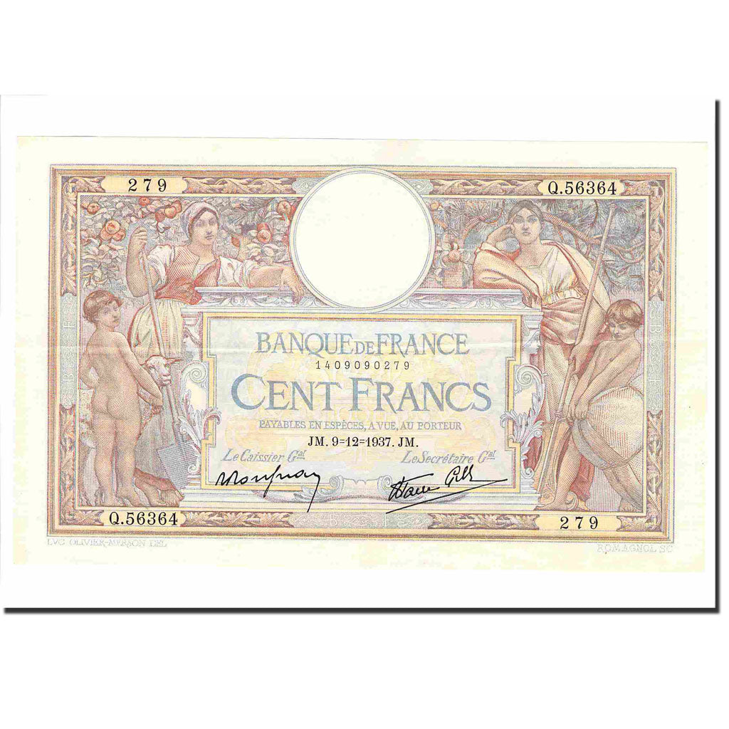 Francia, 100 Francs, Luc Olivier Merson, 1937, 1937-12-09, BB+, Fayette:25.05