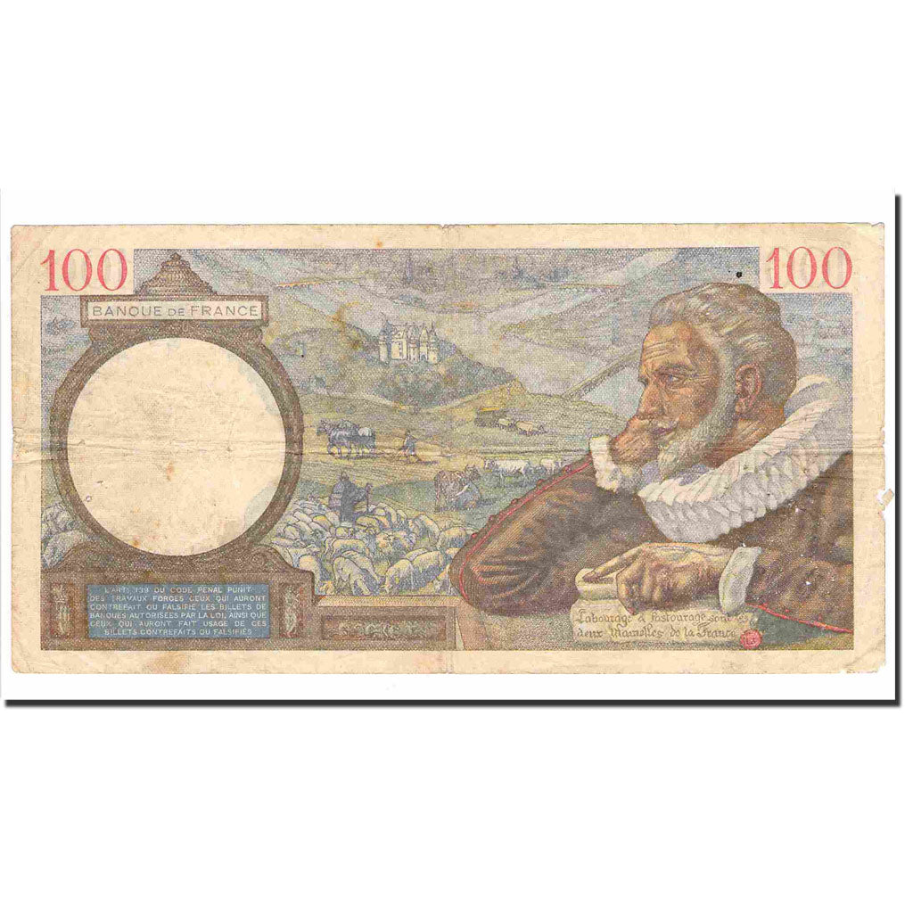 France, 100 Francs, Sully, 1940, 1940-01-11, B+, Fayette:26.20, KM:94