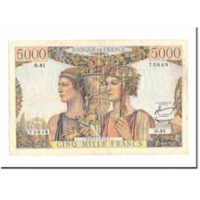 Francja, 5000 Francs, Terre et Mer, 1951, 1951-08-16, VF(20-25), Fayette:48.5