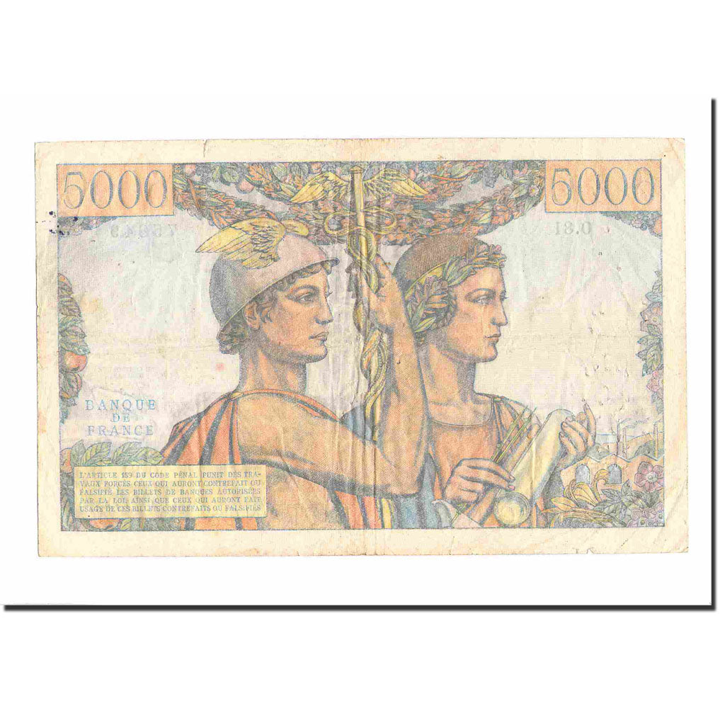 France, 5000 Francs, Terre et Mer, 1951, 1951-08-16, TB, Fayette:48.5, KM:131c
