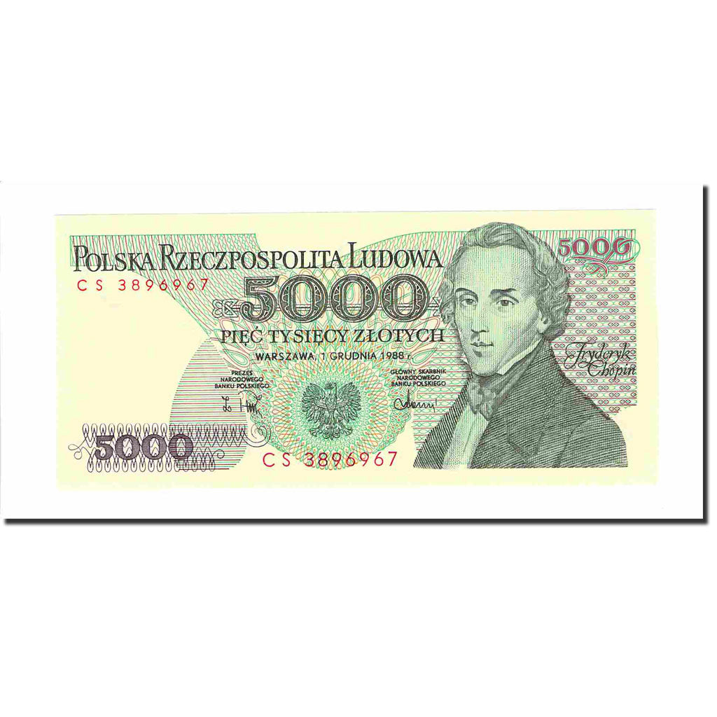 Banknote, Poland, 5000 Zlotych, 1988, 1988-12-01, KM:150c, UNC(65-70)