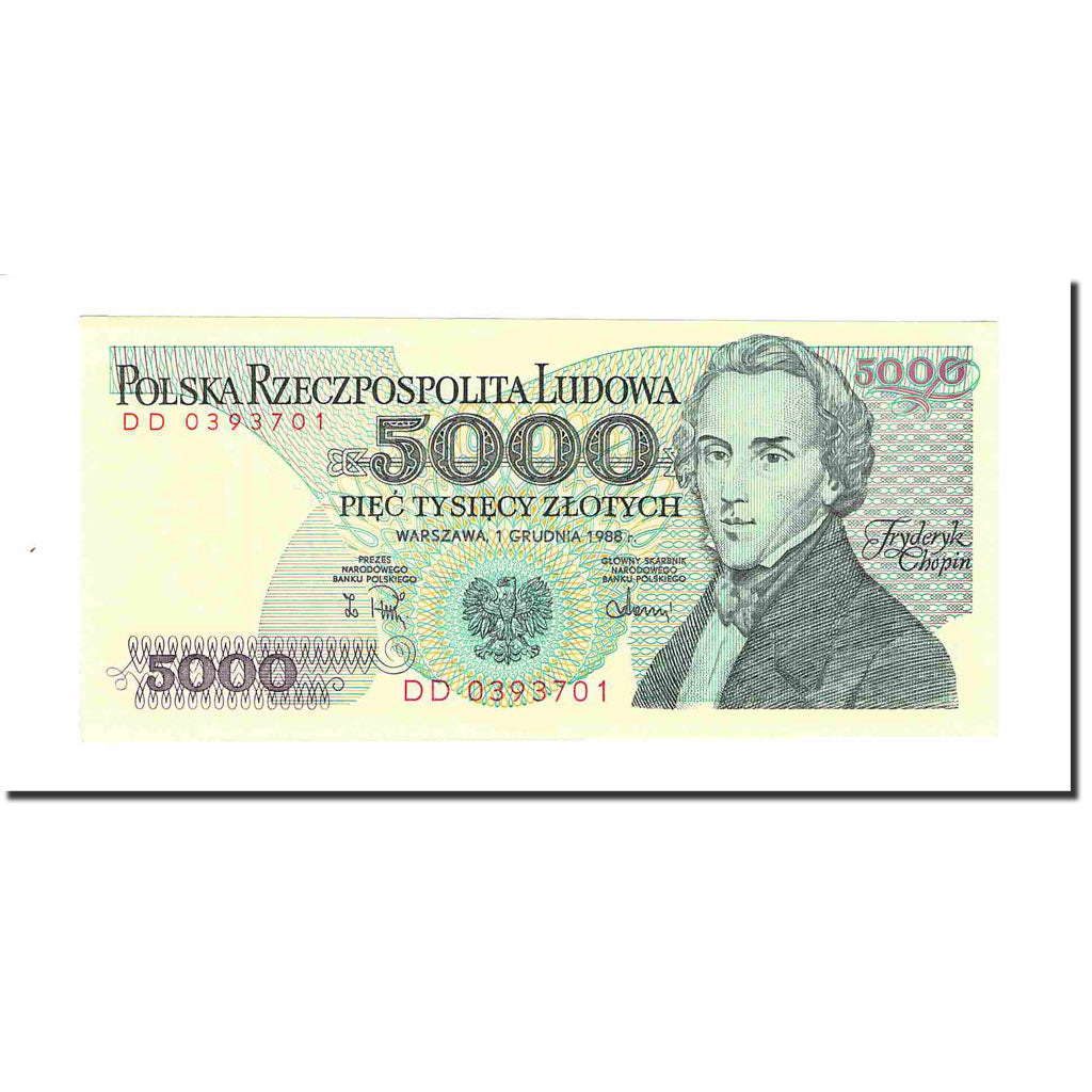 Banknote, Poland, 5000 Zlotych, 1988, 1988-12-01, KM:150c, UNC(63)