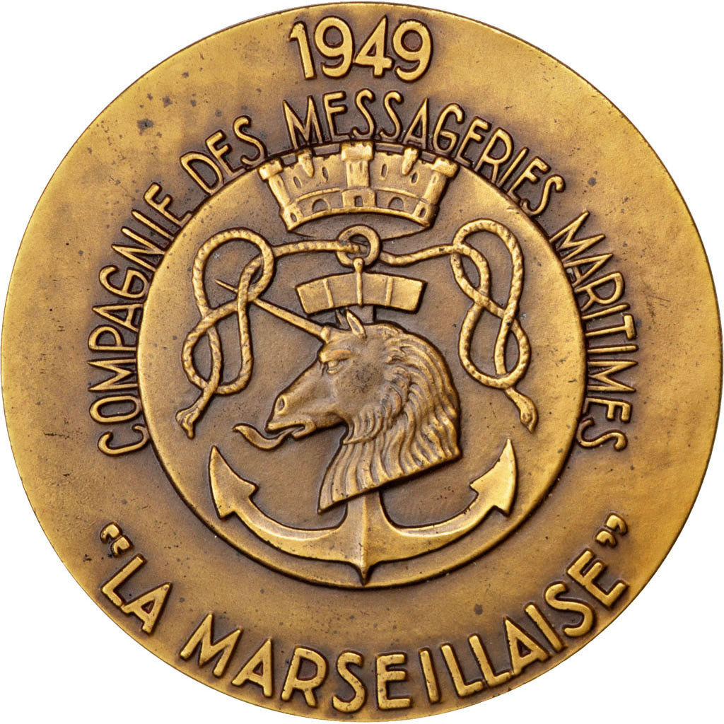 FRANCE, Shipping, French Fourth Republic, Medal, 1949, AU(55-58), Delannoy,...