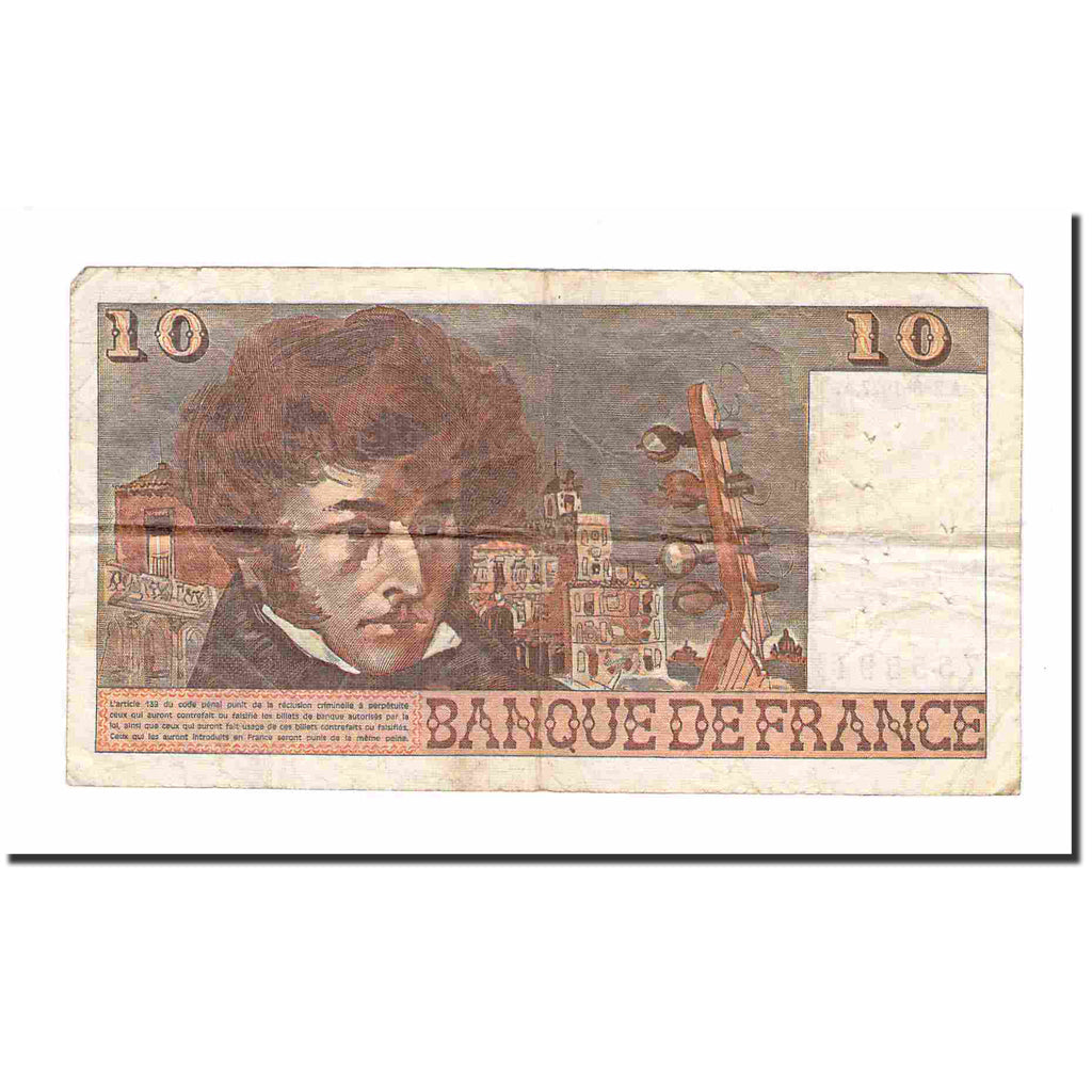 France, 10 Francs, Berlioz, 1977, 1977-06-02, VF(20-25), Fayette:F63.22, KM:150c