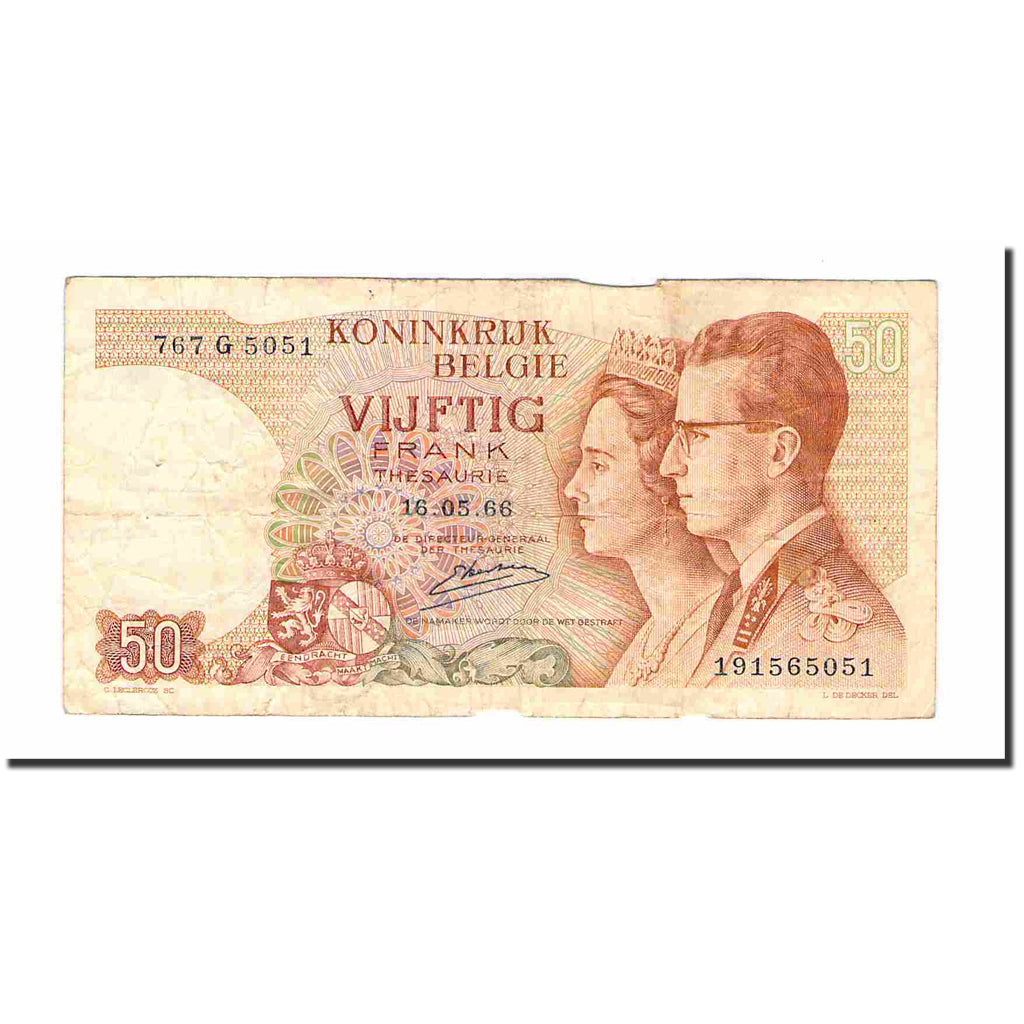 Nota, Bélgica, 50 Francs, 1966, 1966-05-16, KM:139, VF(30-35)