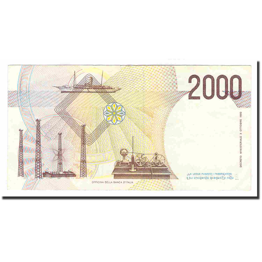 Banknote, Italy, 2000 Lire, 1990, 1990-10-03, KM:115, AU(50-53)