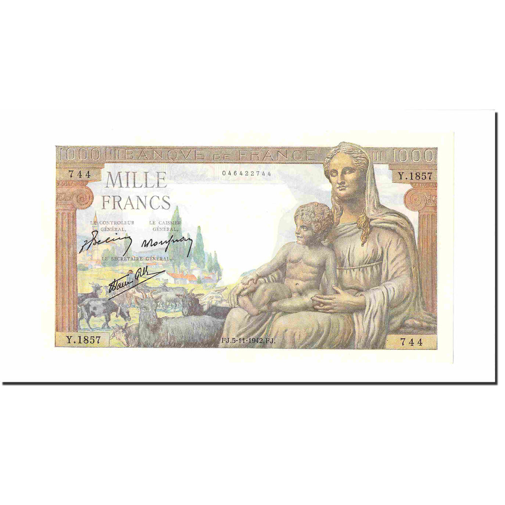 France, 1000 Francs, Déesse Déméter, 1942, 1942-11-05, UNC(65-70)