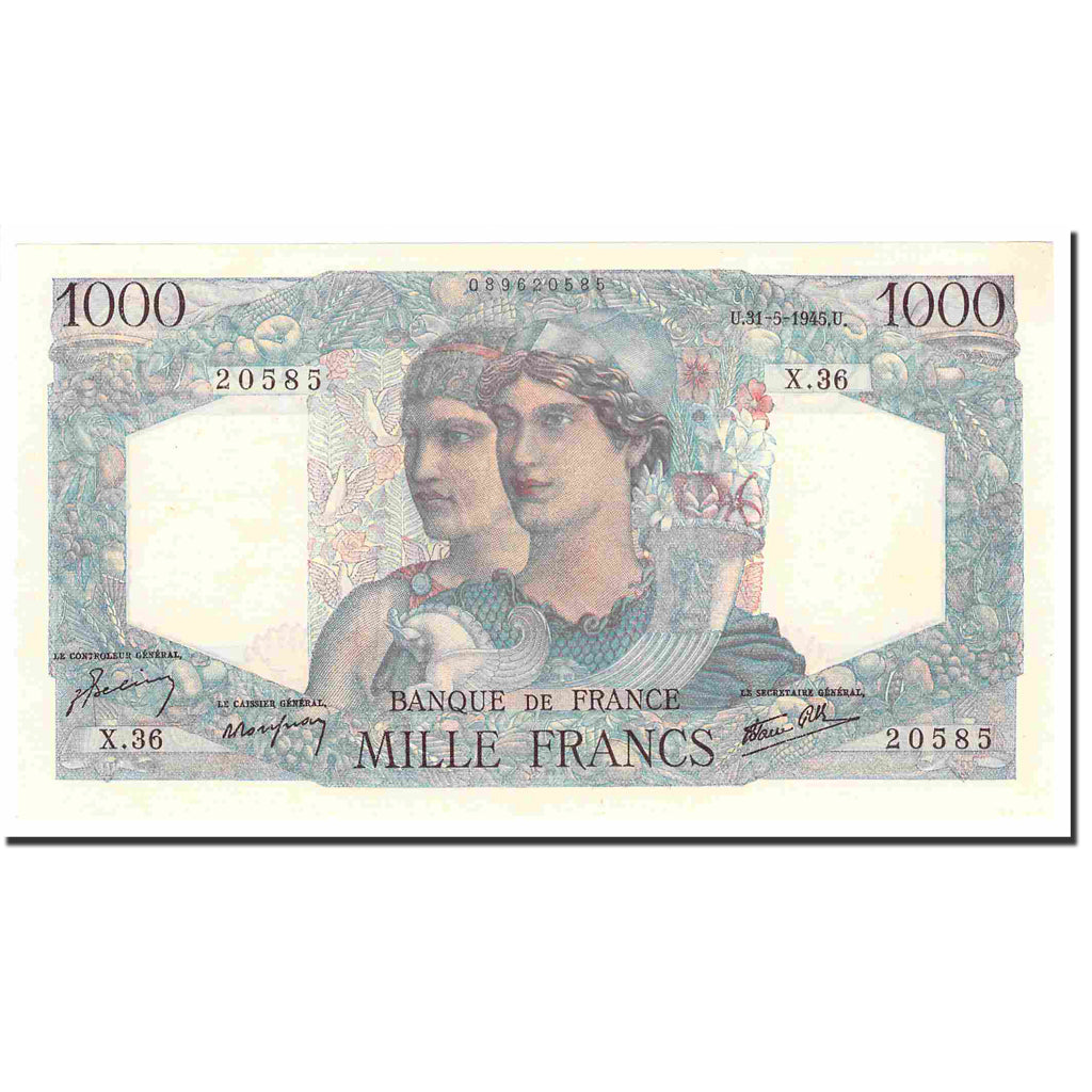 Francia, 1000 Francs, Cérès et Mercure, 1945, 1945-05-31, UNC, Fayette:41.03