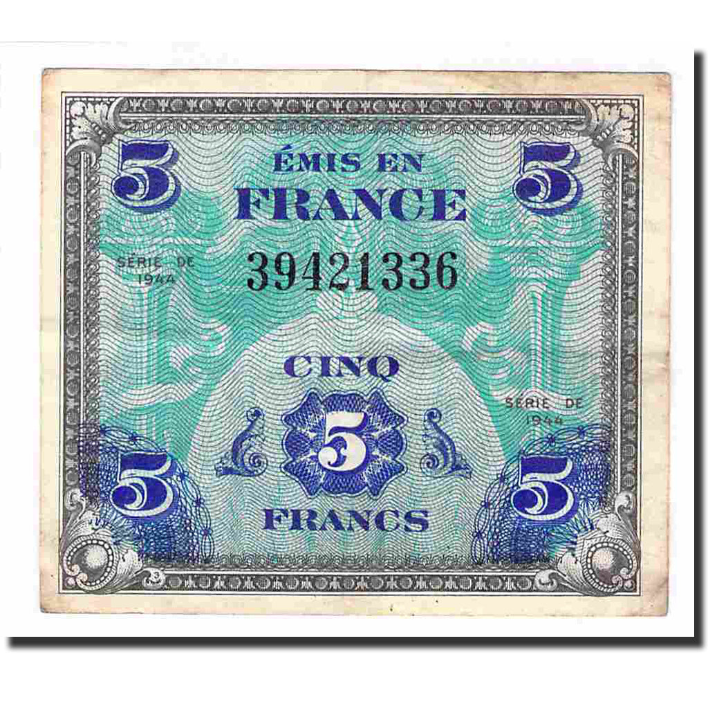 France, 5 Francs, Flag/France, 1944, EF(40-45), Fayette:VF17.1, KM:115a