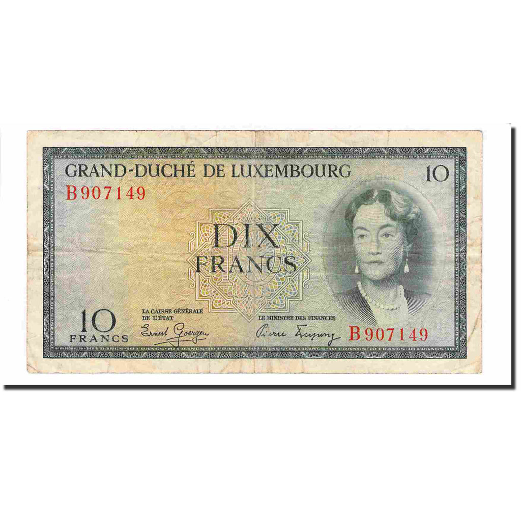 Banknote, Luxembourg, 10 Francs, Undated (1954), KM:48a, EF(40-45)