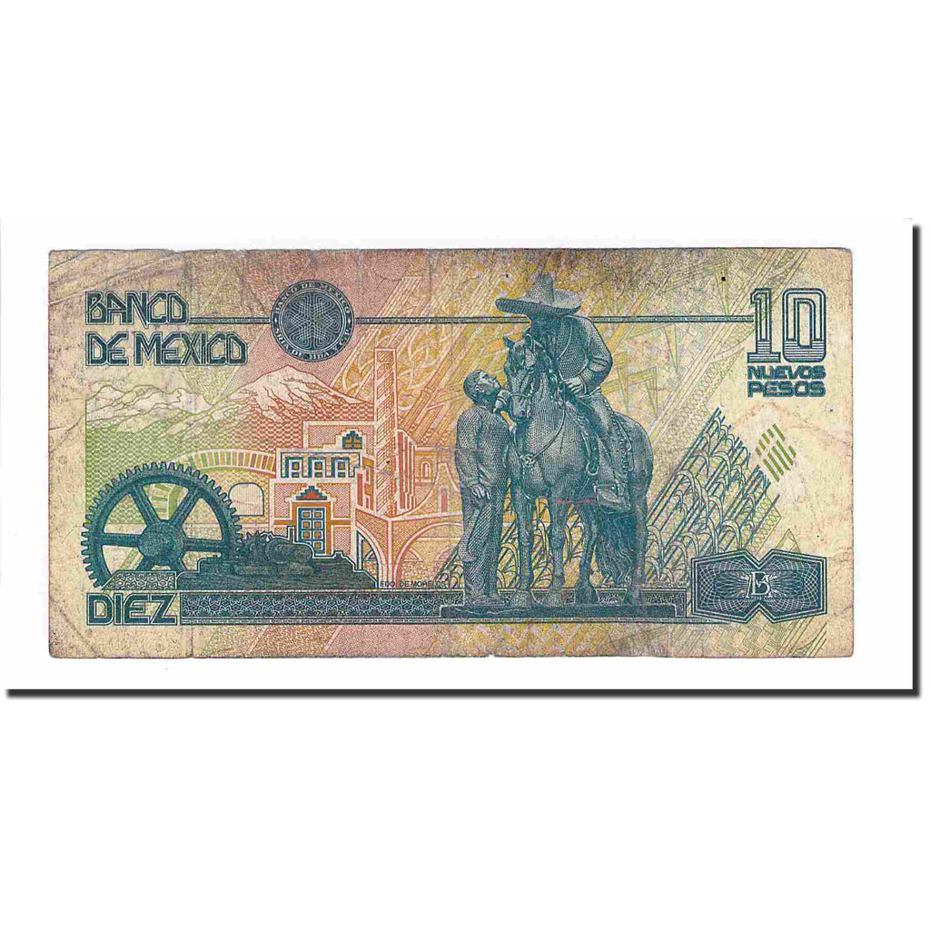 Billete, 10 Nuevos Pesos, 1992, México, 1992-12-10, KM:99, BC