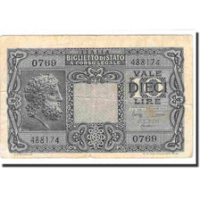 Billete, 10 Lire, 1944, Italia, KM:32c, BC+